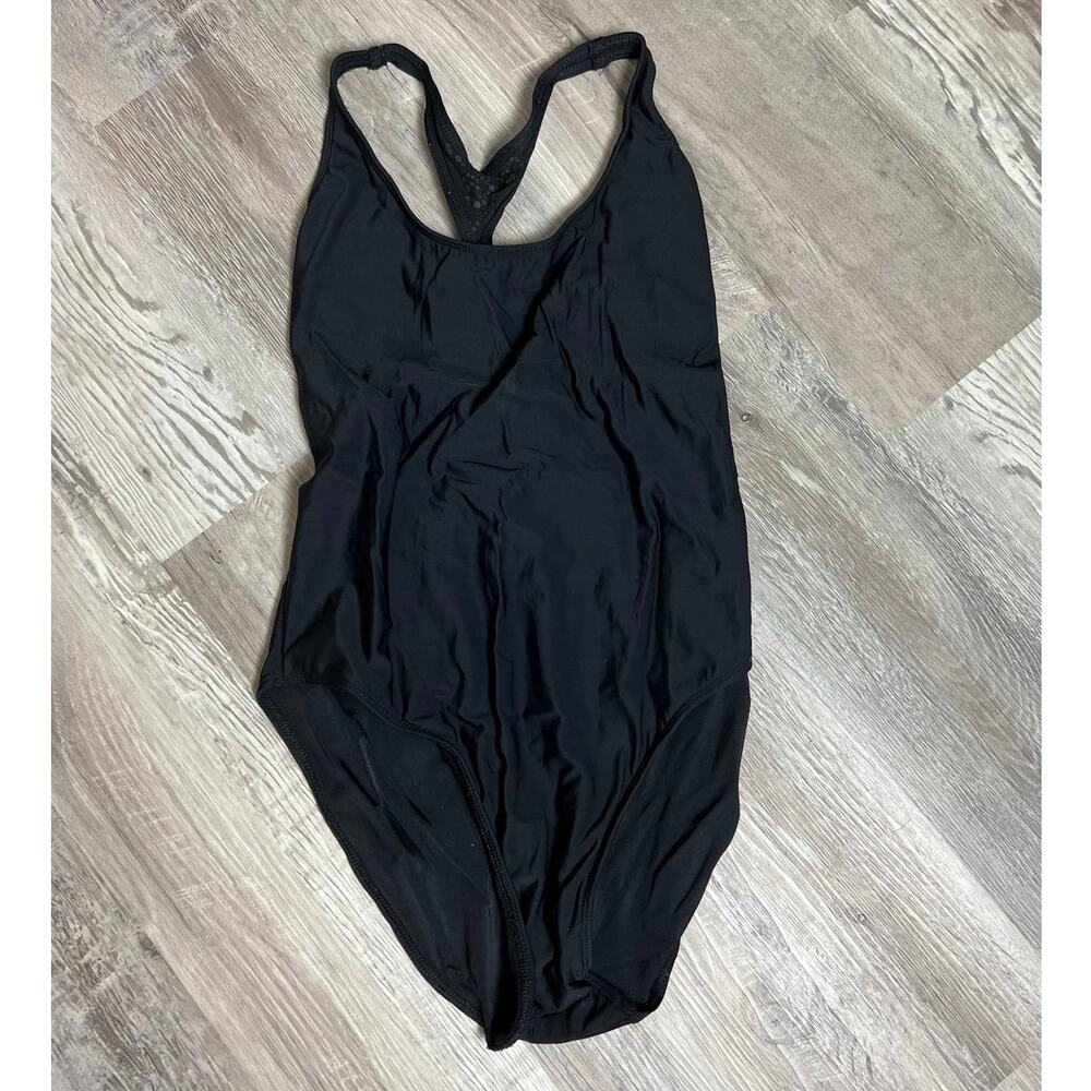 Sun Streak Newport News One Piece Swimsuit Black Minimalist Glam Racerback 14
